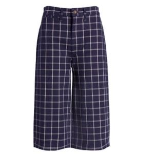 MADEWELL Emmett Windowpane Cropped Pants, Blue and White, Size 30, NWT